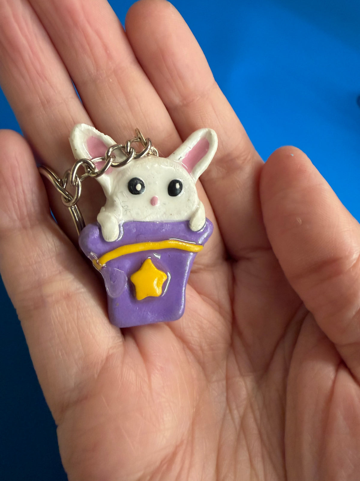 Rabbit in a hat keychain