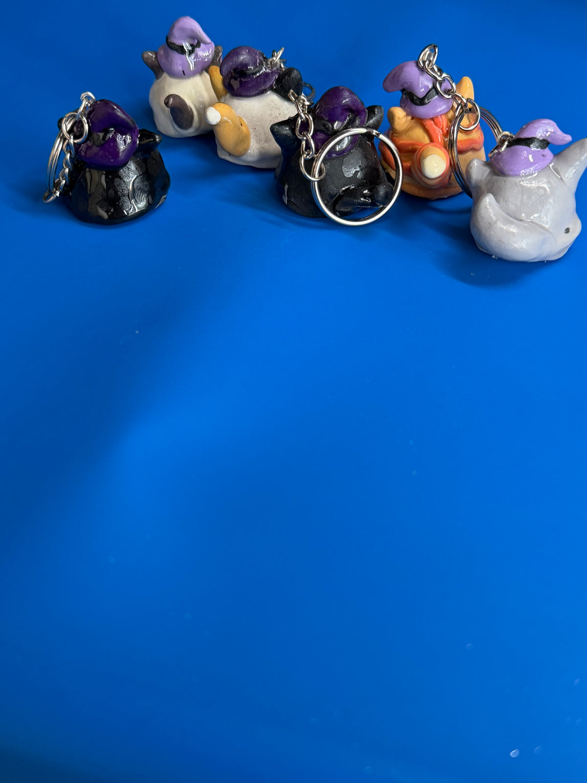 Witch cat shaker keychains